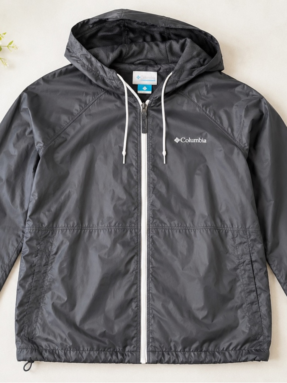 Columbia Gray Lightweight Hooded Windbreaker Jacket Women’s Large